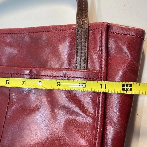 Hobo Red Leather Brown Straps Shoulder Bag Purse Tote Zip Closure - Picture 15 of 16